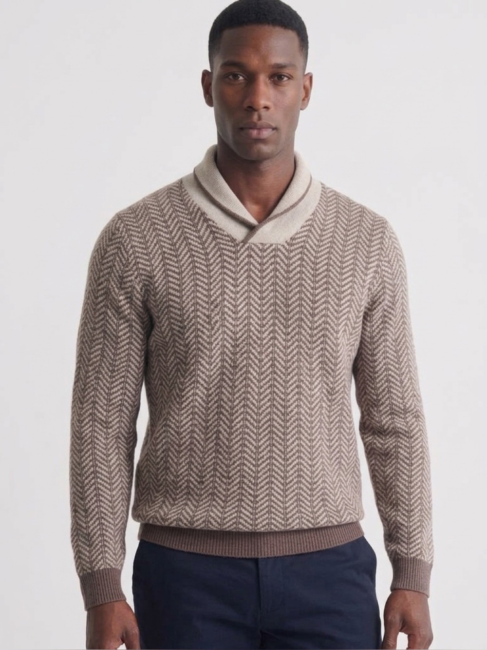 Tasso Elba Men's Herringbone Shawl
Collar 💯 Cotton Knit Sweater, Large